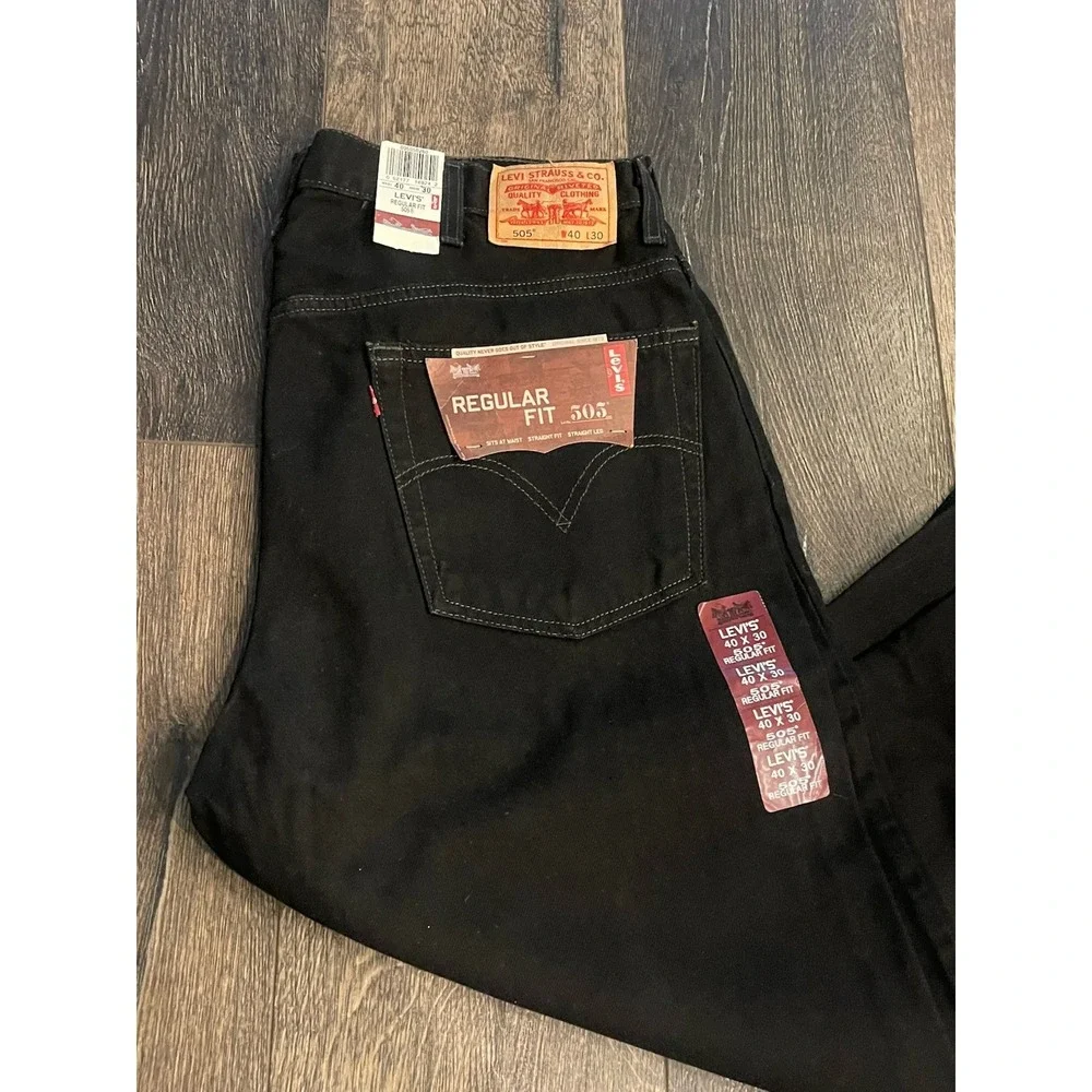 VTG Levis Jeans 505 Men's 40x30 Regular Fit Straight Leg Black Denim 2005 NEW